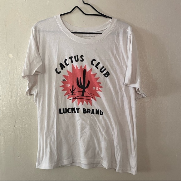 Lucky Brand Cactus Club Boxy White T Shirt Women’s Size XXL Graphic Tee - Picture 3 of 8